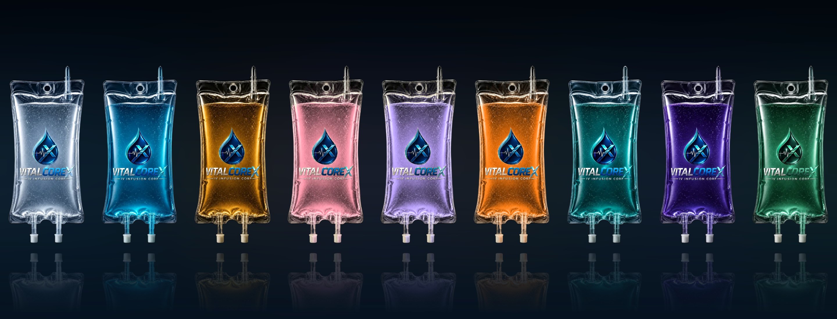 All nine Vitalcorex IV bags side by side